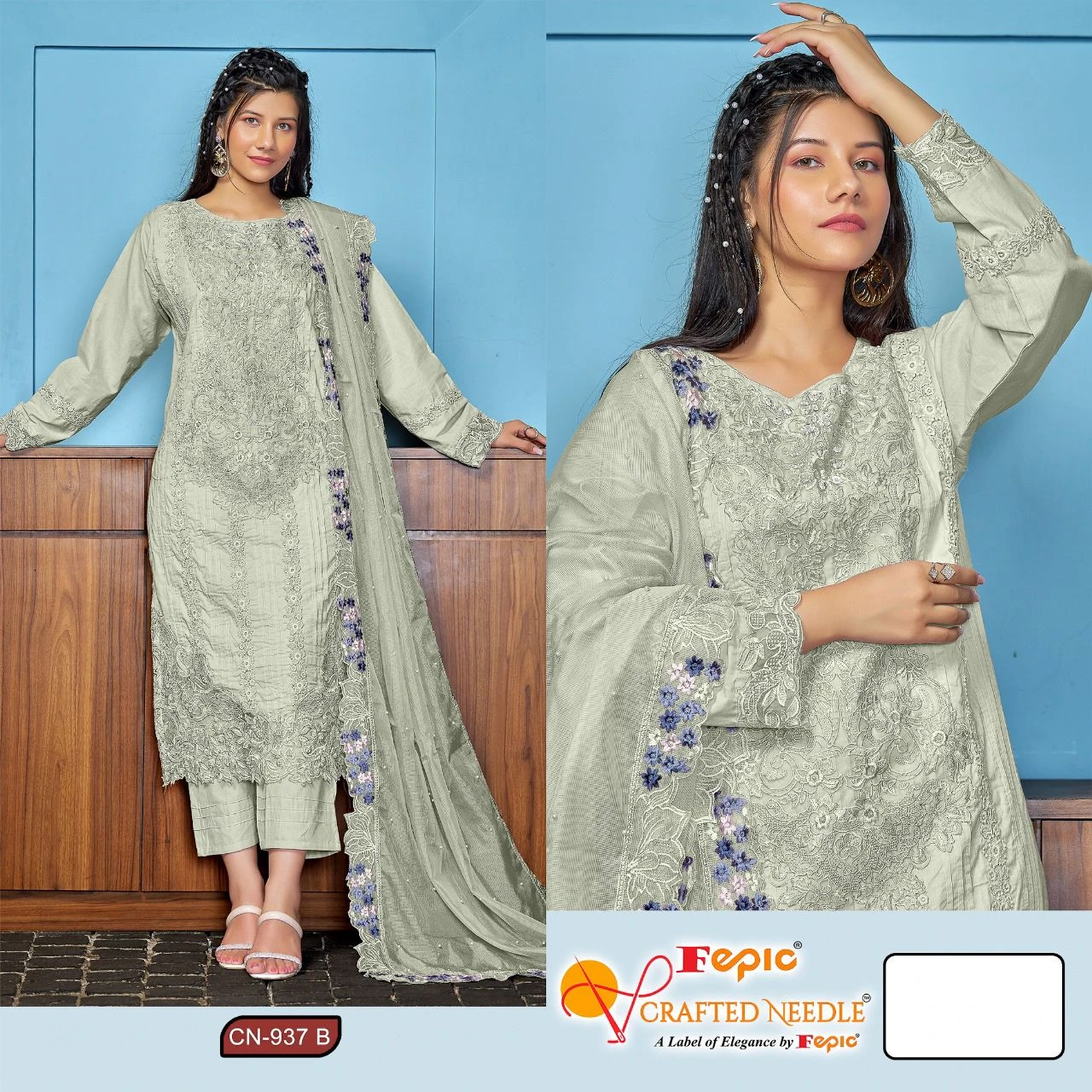 Fepic Cn 937 Cambric Embroidered Wholesale Pakistani Readymade Salwar Suit Catalog — Wholesale Pakistani Suits, MPA wholesale from Surat - Gallery Image 4